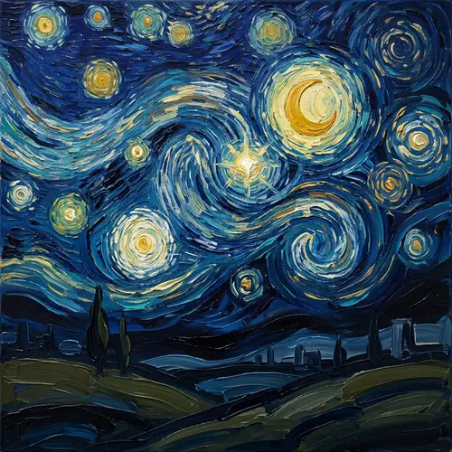 Abstract Starry Night Art | Sky's Swirling Stars Patterns