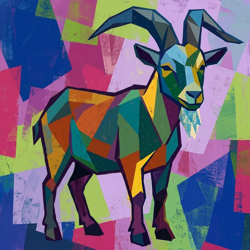 Goat in Abstract Style - Vivid Colors & Geometric Shapes Goat in Abstract Style - Vivid Colors & Geometric Shapes