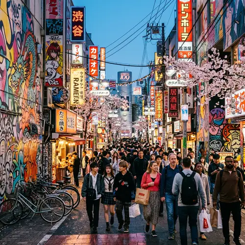 Vibrant Shibuya Street Art: Colorful Graffiti & Neon Lights