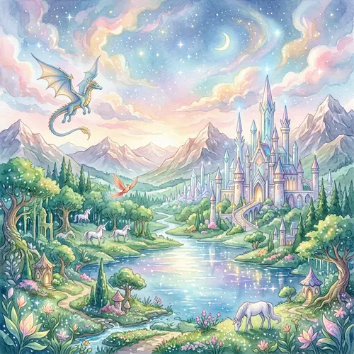 Enchanting Fantasy World Watercolor Art