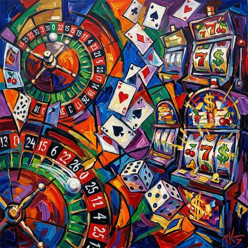 Abstract Casino Art - Geometric Forms & Bold Colors
