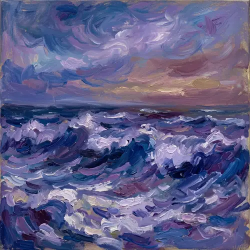 Impressionistic Ocean Waves Painting