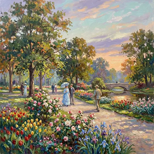 Impressionist Public Garden: A Floral Wonderland