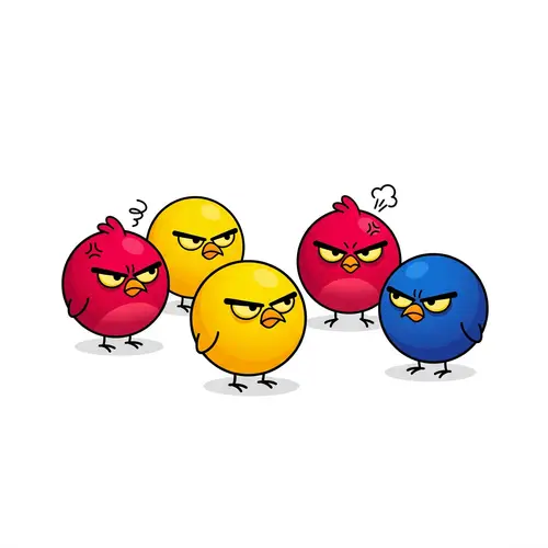 Minimalistic Angry Birds Art - Colorful and Expressive