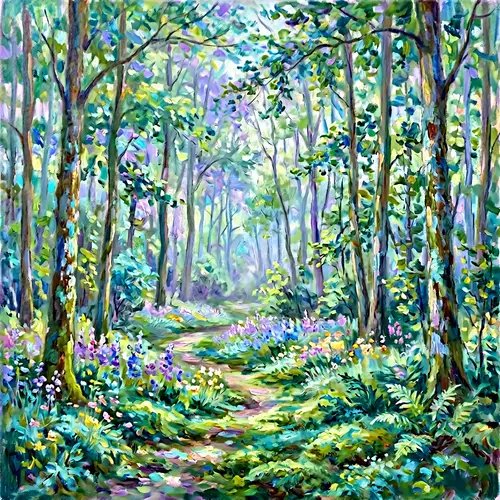 Mystical Forest Impressionist Art | Monet Inspired Scene