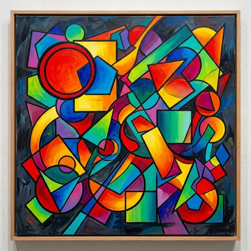 Vibrant Abstract Art with Bold Colors and Geometric Shapes