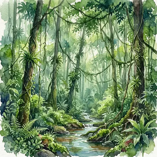 Serenity of Jungle: Watercolor Art