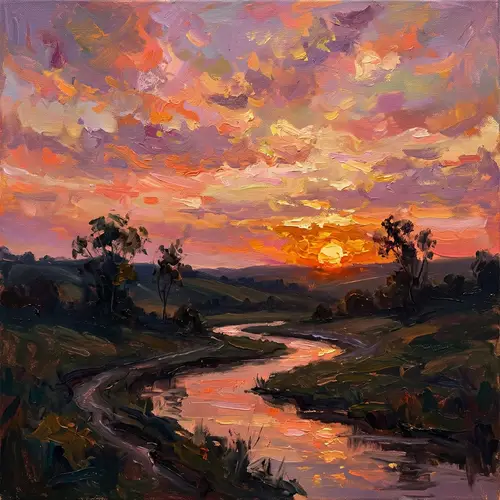 Stunning Impressionist Sunset Painting