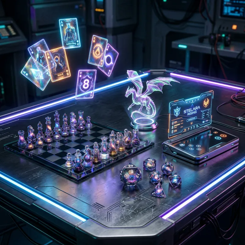 Futuristic Game Items | Holo Cards, Glass Chess, Nebula Dice & More