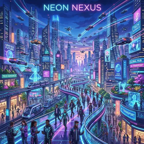 Naza168 - Vibrant and Futuristic Urban Cityscape Artwork