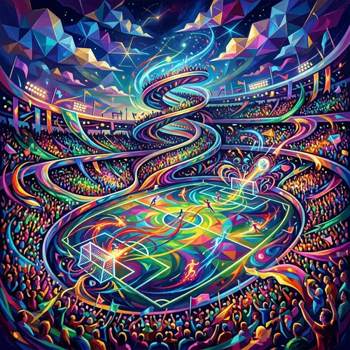 Abstract Soccer Stadium | Vibrant, Spiraling Stands, Unique Shapes