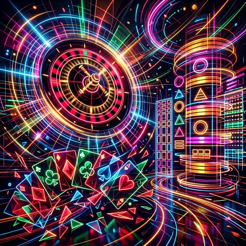 Abstract Casino Art: Neon Colors & Geometrical Forms
