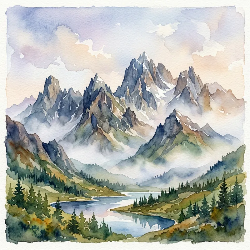 Majestic Mountains Watercolor | Stunning Natural Landscape