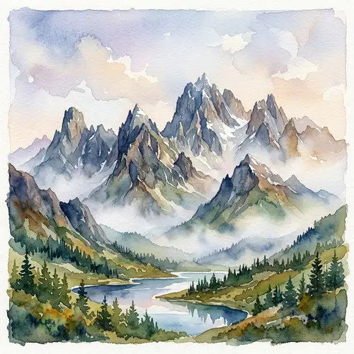 Majestic Watercolor Mountains | Stunning Natural Landscape