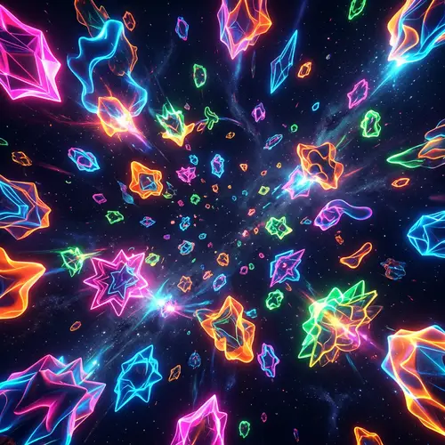 Ethereal Shapes: Vibrant Neon Colors Abstract Scene