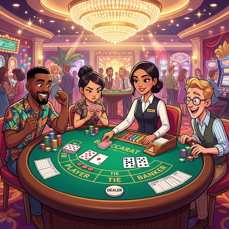 Exciting Animated Baccarat Game Scene Exciting Animated Baccarat Game Scene