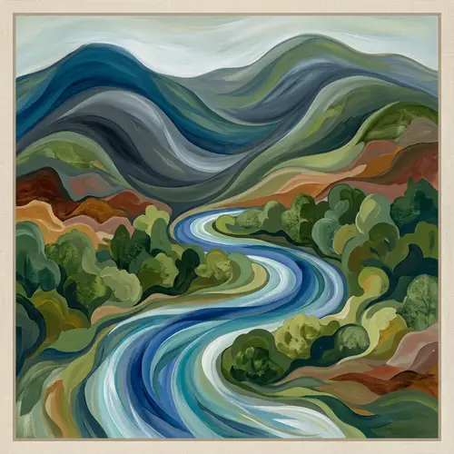 Abstract Natural Landscape Art | Earthy Elements & Swirling Colors