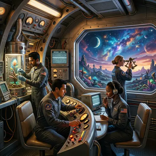 Retro-Futuristic Space Exploration | Astronaut Activities & Alien Wonders