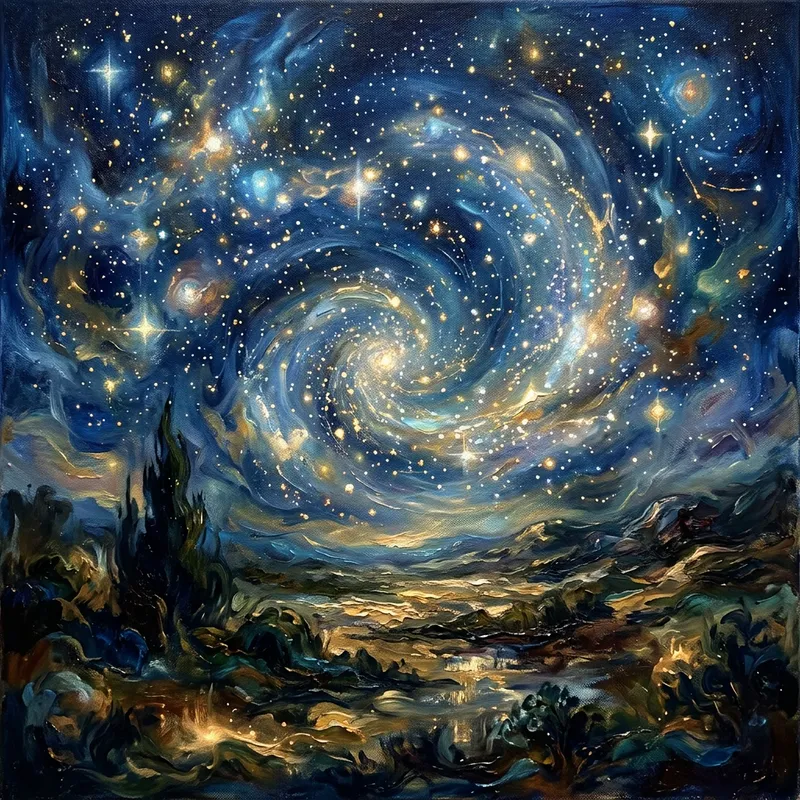 Dreamy Starry Night Sky Art Portrayal