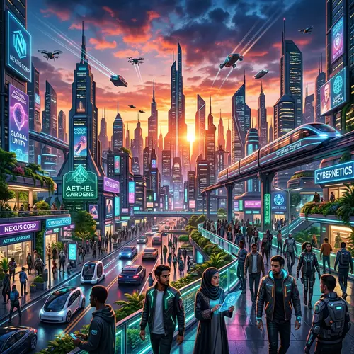 Futuristic Sci-Fi Cityscape: World-Class Sbobet Revelry