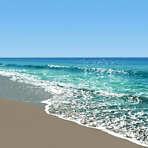 Tranquil Ocean Waves Art Scene | Serene Minimalist View