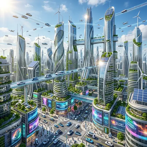 Futuristic City Skyline | Advanced Architecture & Green Spaces