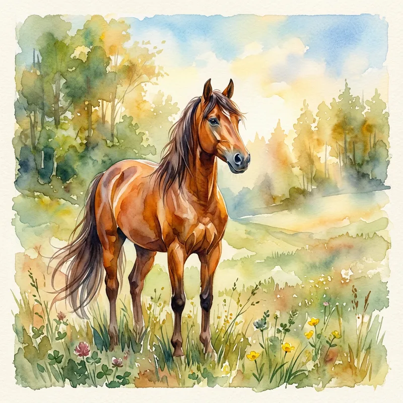 Graceful Horse in Watercolor Art
