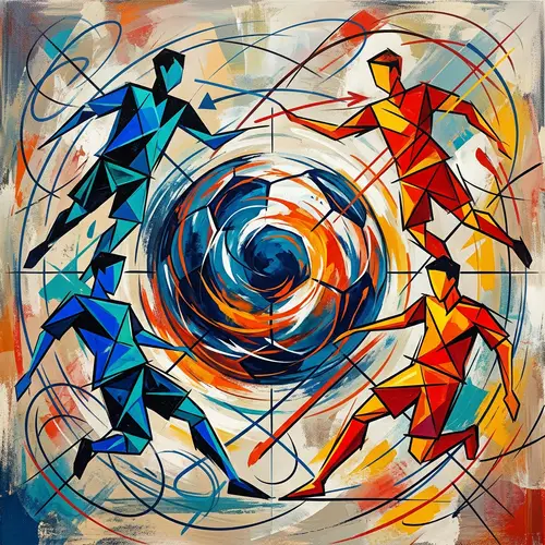 Abstract Football Art - Geometric Shapes, Interconnecting Lines