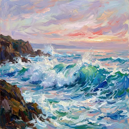 Impressionistic Ocean Waves Painting