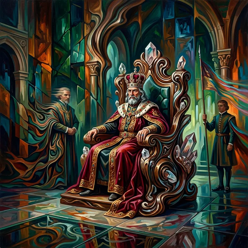 7King | Abstract Realism Art: Majestic Figure on Grand Throne