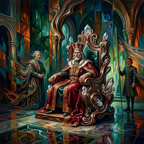 Majestic Figure on Grand Throne | Abstract Realism Artwork