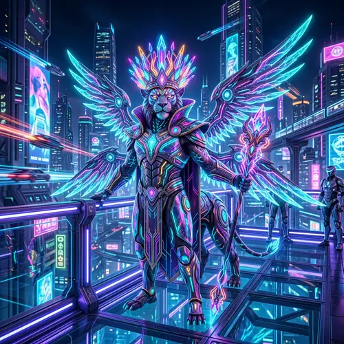 SpinixKing88 - Vibrant & Futuristic King Figure in Advanced Environment