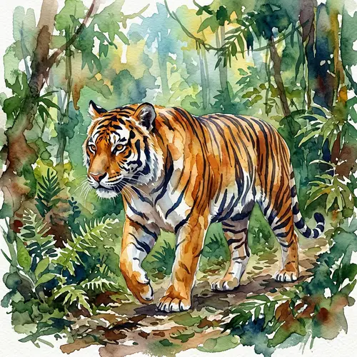Tiger Watercolor Art | Wildlife Painting