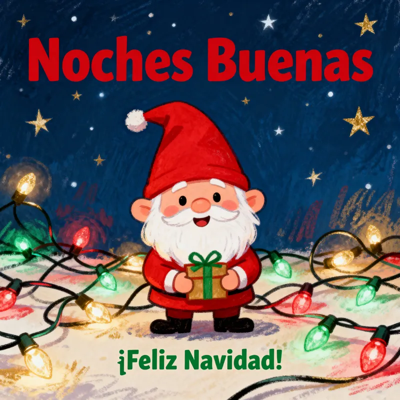 Charming Christmas Card with Gnome and Lights