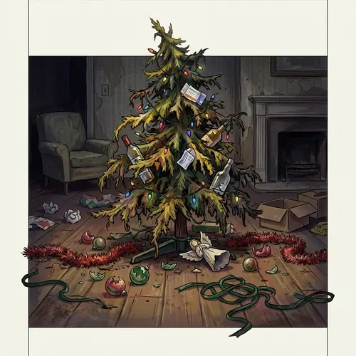 Impact of Addiction on Christmas | Cautionary Illustration