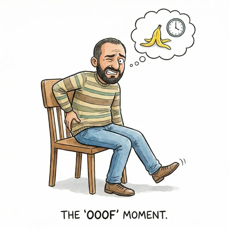 Middle-Eastern Man Holding Low Back in Pain Middle-Eastern Man Holding Low Back in Pain