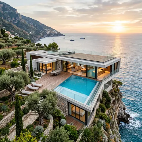 Modern Luxury Italian House on Cliff with Infinity Pool & Ocean Views
