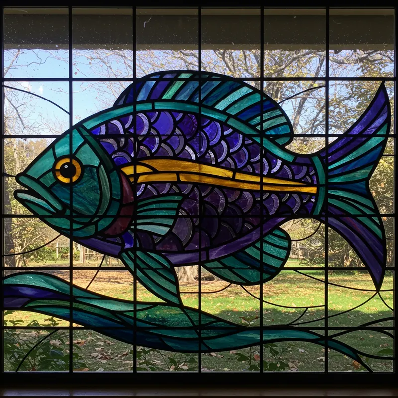 Art Deco Stained Glass Fish Artwork