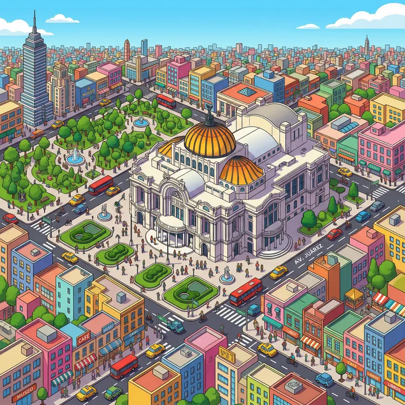 Isometric Mexicobellas Artes Cityscape Art