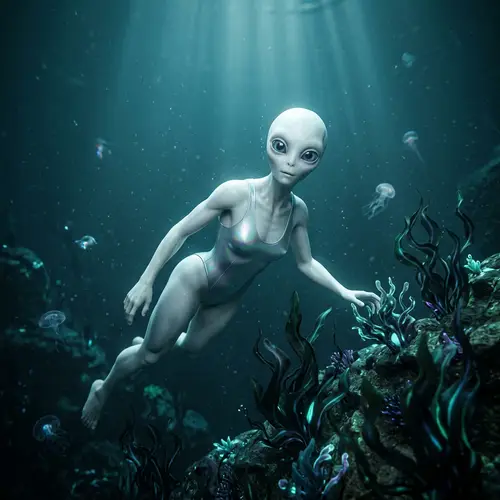 Curious Humanoid in the Depths of the Sea