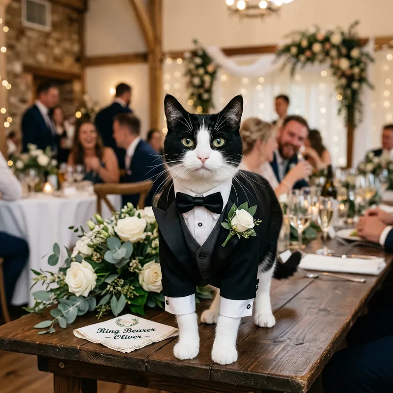 Elegant Wedding Cat in Formal Suit