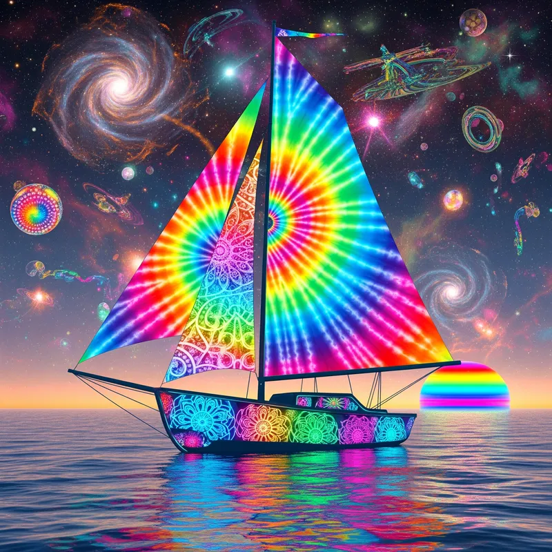 Psychedelic Sailing Ship Art