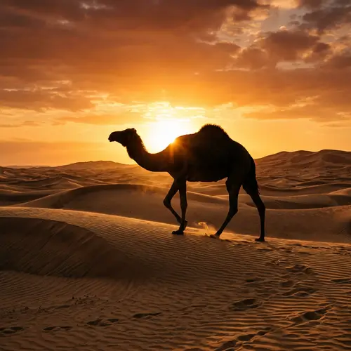 Graceful Camel Walking in Desert | Beautiful Silhouette