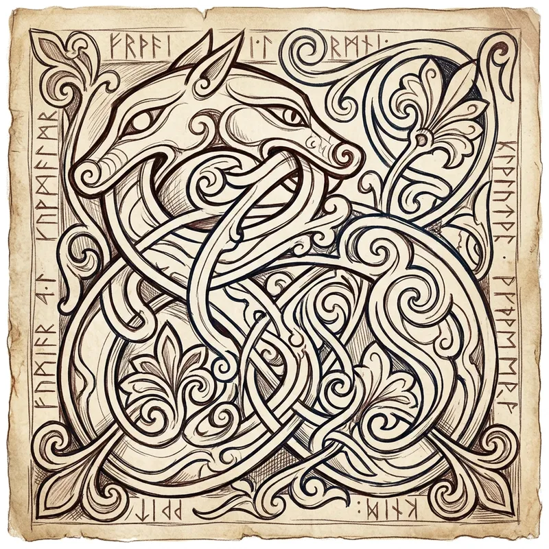 Sketch Design of Nordic Art: Ringerike Period Inspiration Sketch Design of Nordic Art: Ringerike Period Inspiration