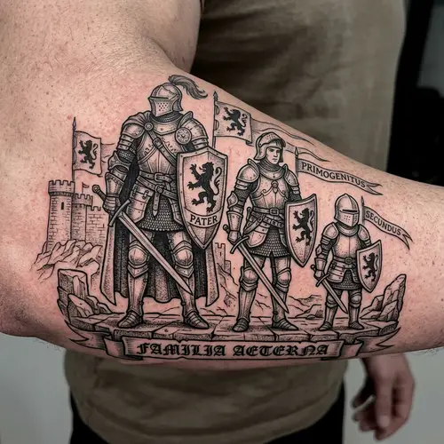 Medieval Knights Tattoo for Dad and Two Sons