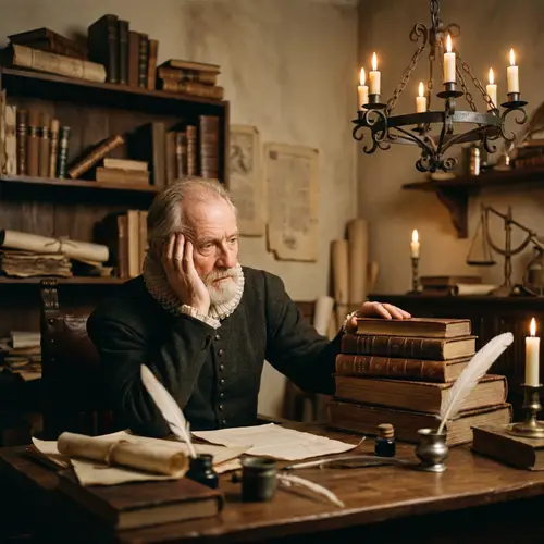 Historical Philosopher in 16th Century Setting | Intellectual Study Room