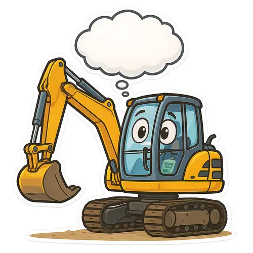 Thoughtful Cartoon Digger Machine - Cute Design