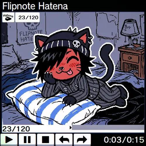 Cute Emo Cat in Pajamas | Flipnote Hatena Art