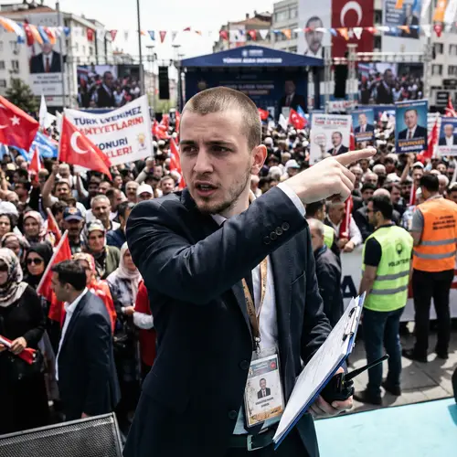 Caucasian Project Coordinator in Rally Site: Intense Election Scene