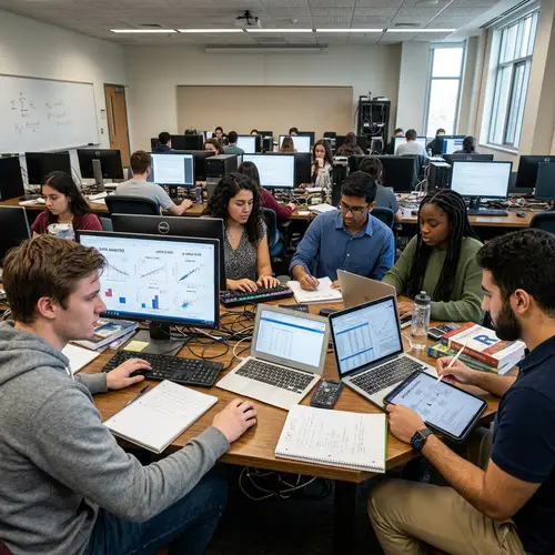 Diverse Youth Working on Statistics in Computer Lab